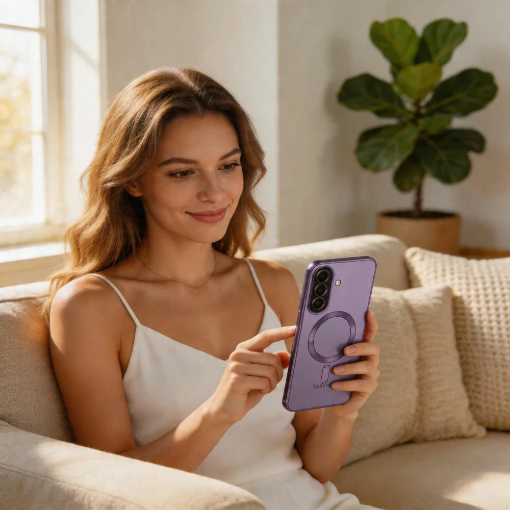 Mbështjellës Tech-Protect MagFlex MagSafe për Samsung Galaxy A37 5G, unazë magnetike, kornizë fleksibile, Transparent vjollcë, 1x