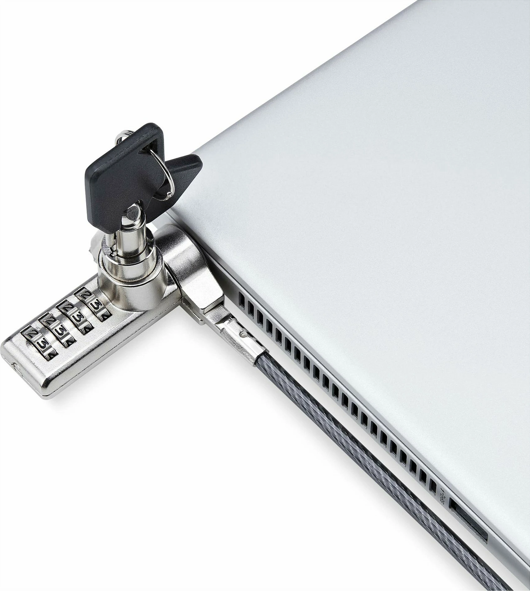 Kablollok sigurie për laptop StarTech, Kensington, 2 m, 10 copë, me çelës dhe kod, zi/çelik