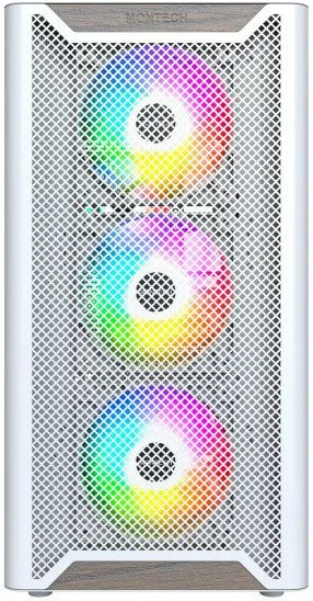 Kasë Montech XR Wood Midi Tower ATX, 4x ARGB PWM fan, USB-C, e bardhë