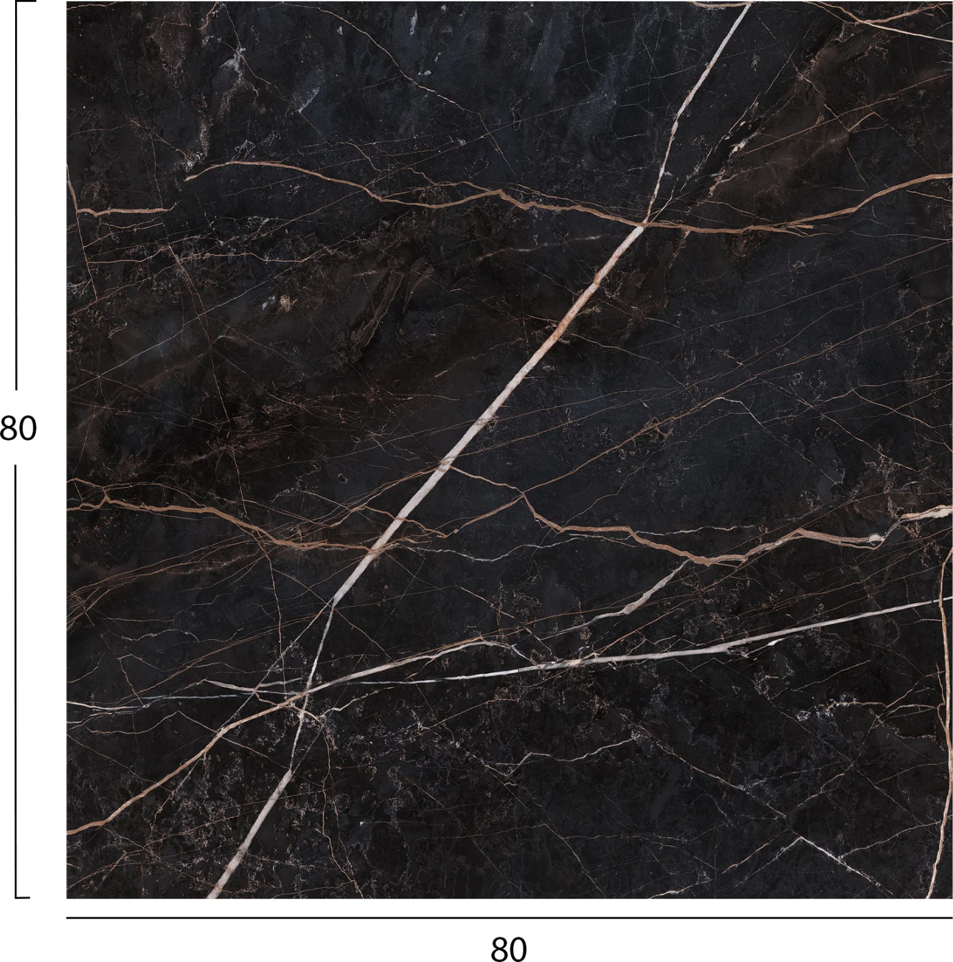 Sipërfaqe tavoline katrore HPL, mermer i zi, 80x80cm, set prej 2 copash