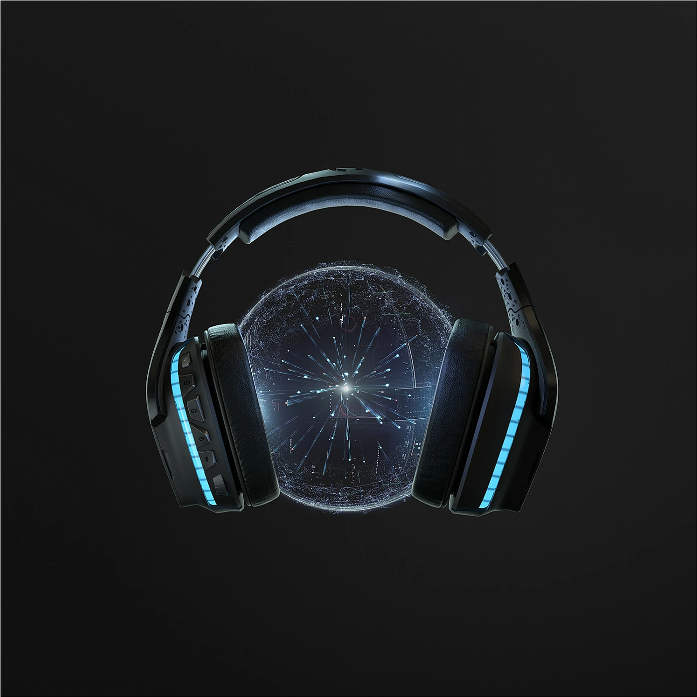 Kufje gaming Logitech G935 pa tela, 7.1 Surround Sound, e zezë, blu