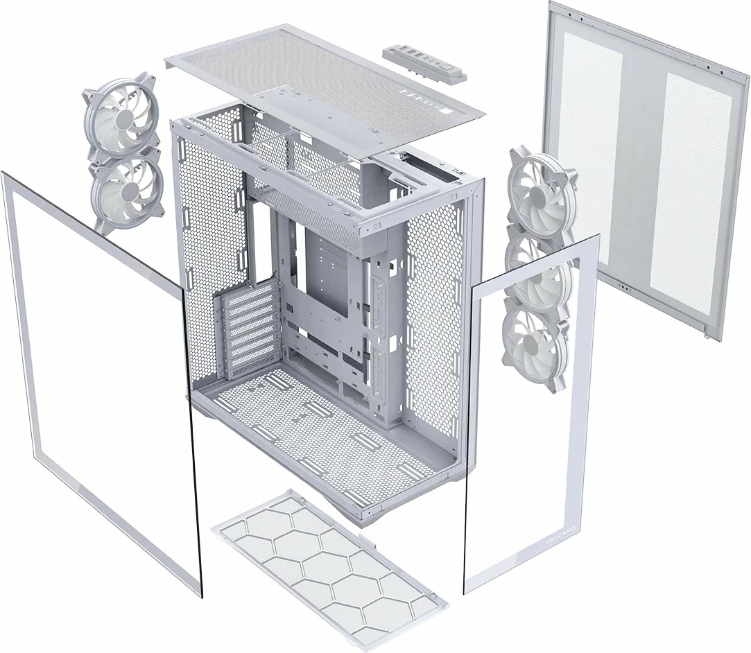 Kasë Modecom Volcano Space XL ARGB 5F Full Tower ATX/eATX, 5 ventilatorë ARGB, e bardhë