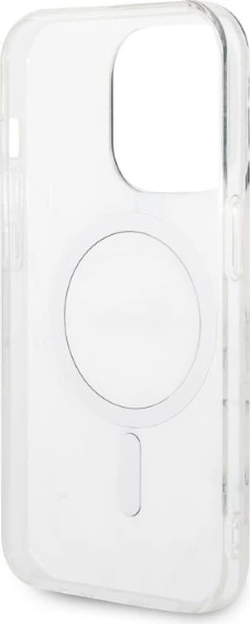 Mbështjellës Guess Marble me MagSafe dhe karikues wireless, për iPhone 14 Pro 6.1", Bardhë