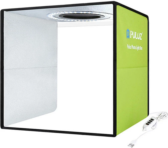Studio fotografike portabile Puluz PU5032G, 30cm, 112 LED, 6 sfonda, Gjelbër