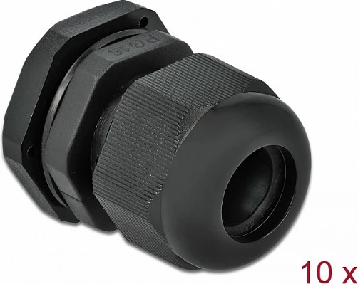 Glandë kablli DeLOCK PG16, IP68, për kabllo 14mm, 10 copë, e zezë