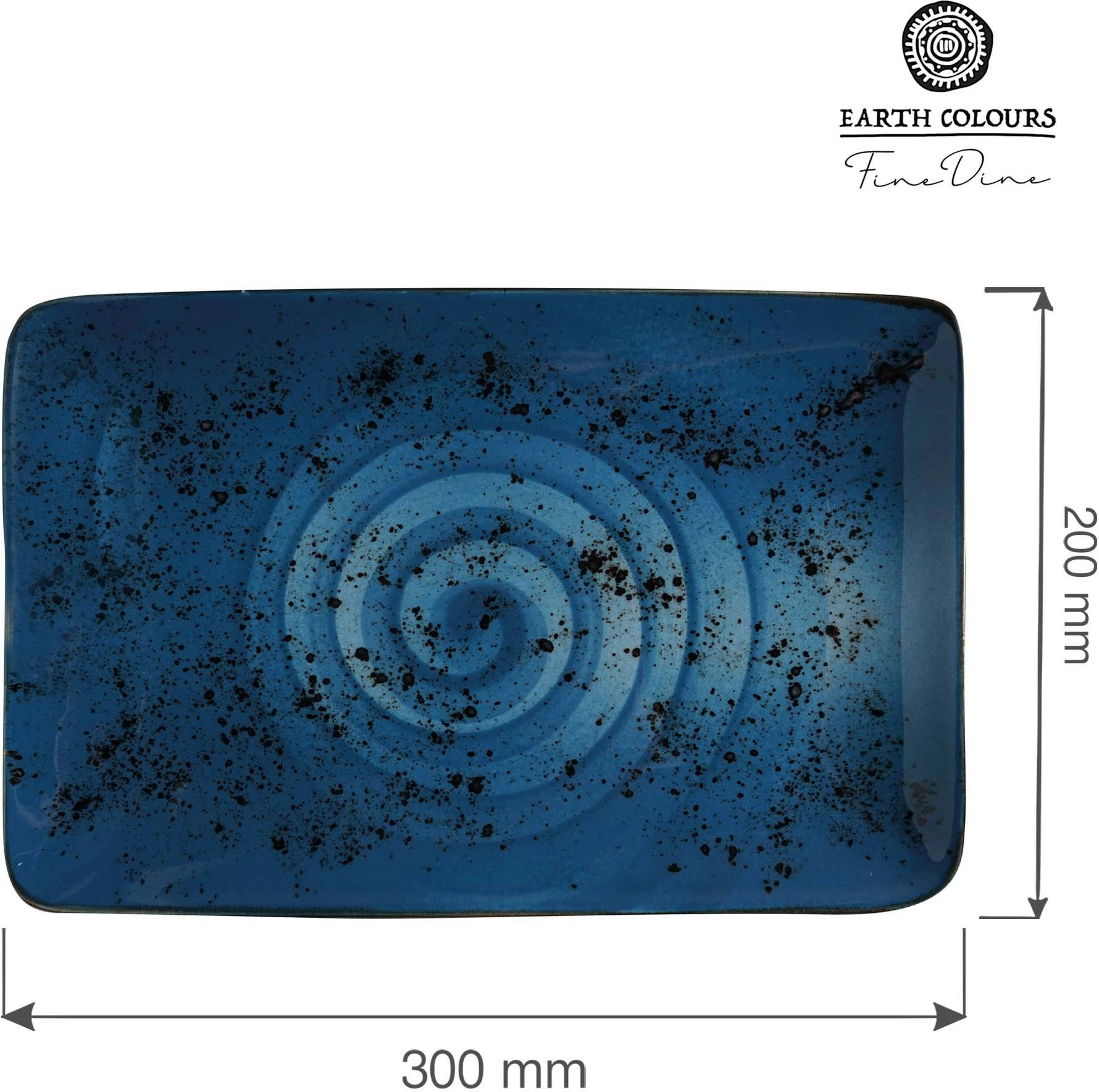 Pjatë drejtkëndore Fine Dine Iris 300x200mm blu, set 6 copë