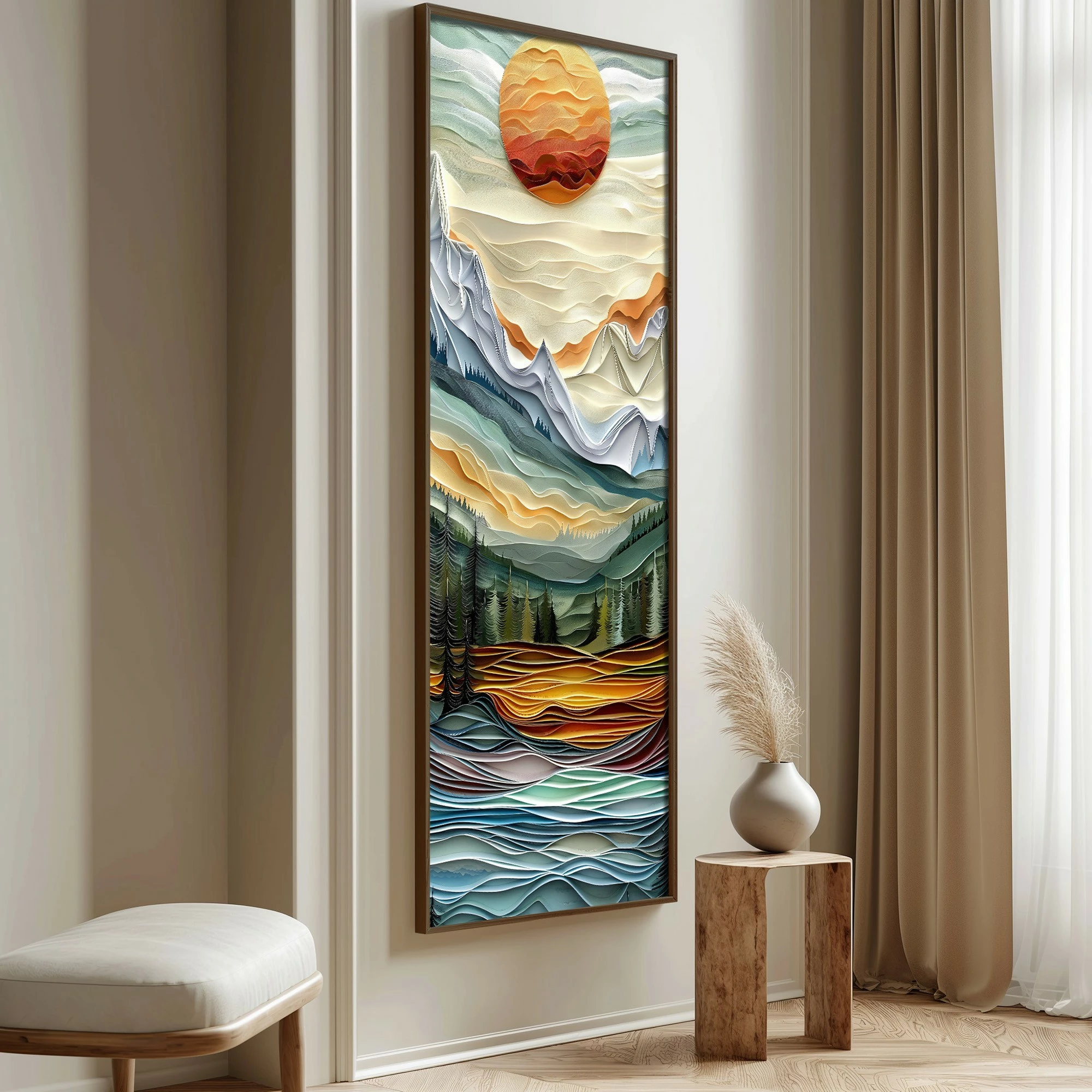 Pikturë dekorative me kornizë MDF, shumëngjyrëshe, Wallity, LONG001-S/120-40, 40x120cm