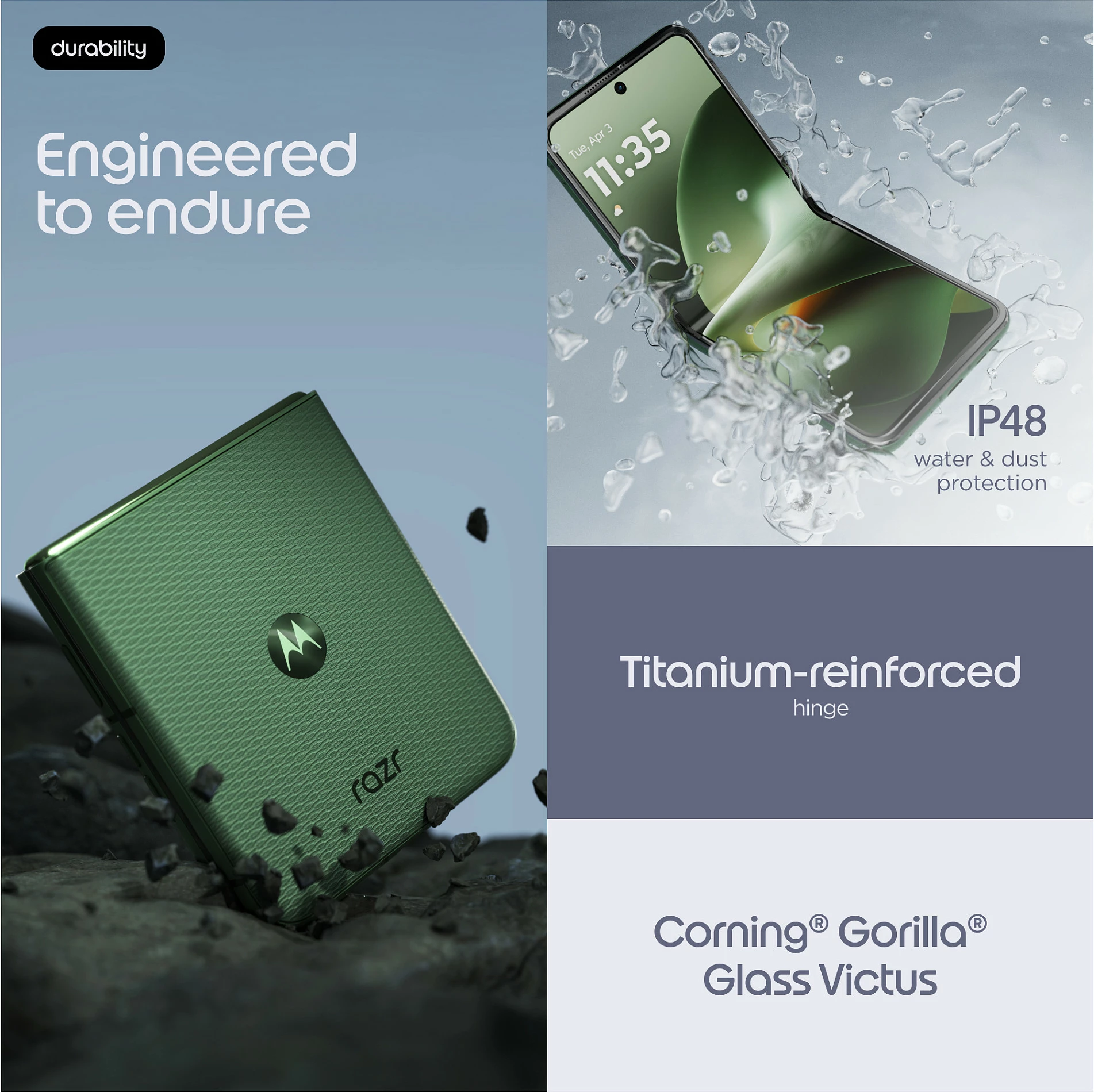 Celular Motorola razr 70 plus, 12GB RAM, 512GB, 6.9" palosës, 50MP, Dark Green
