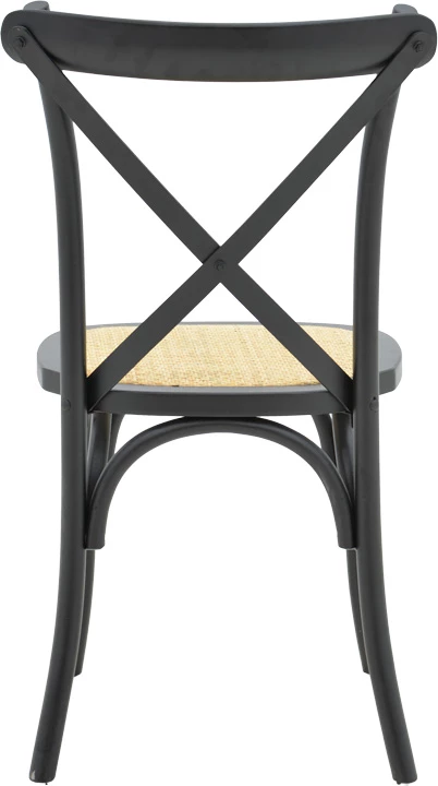 Karrige Dylon e grumbullueshme, dru ahu i zi, ulëse ratan natyral, 48x52x89cm