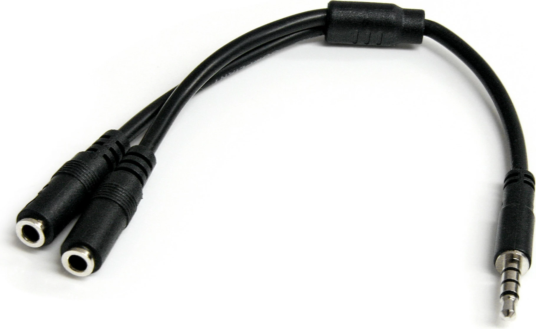 Adapter kufje StarTech MUYHSMFF, 3.5mm (4-pin) në 2x 3.5mm (audio + mikrofon), 0.2m, i zi
