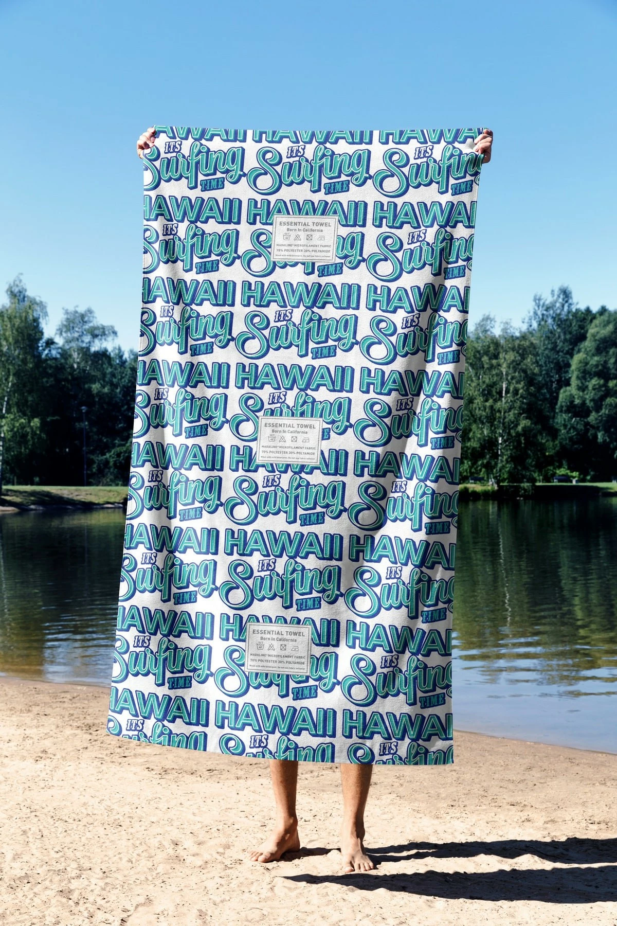 Peshqir plazhi Mijolnir, Surfing Time Hawaii, shumëngjyrësh, 90x150cm