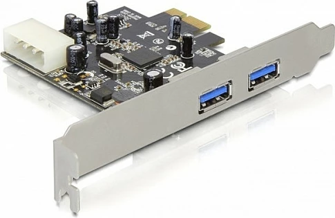 Kartë PCIe USB 3.0 DeLOCK, 2x USB-A, 5 Gbit/s, chipset NEC, e zezë/argjendtë