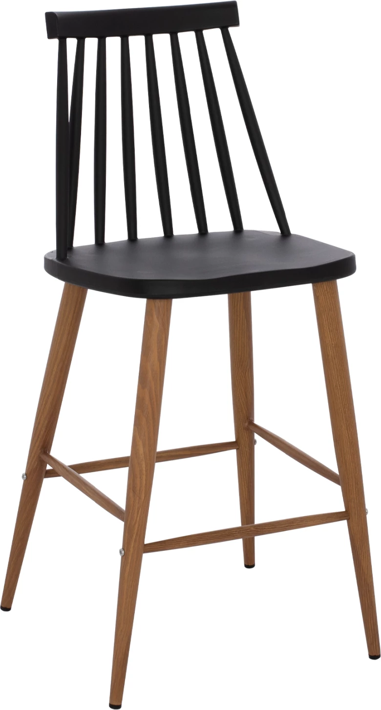 Karrige për bar FH9300.02, ngjyrë e zezë dhe natyrale, 43x45x97 cm, set prej 2 copë