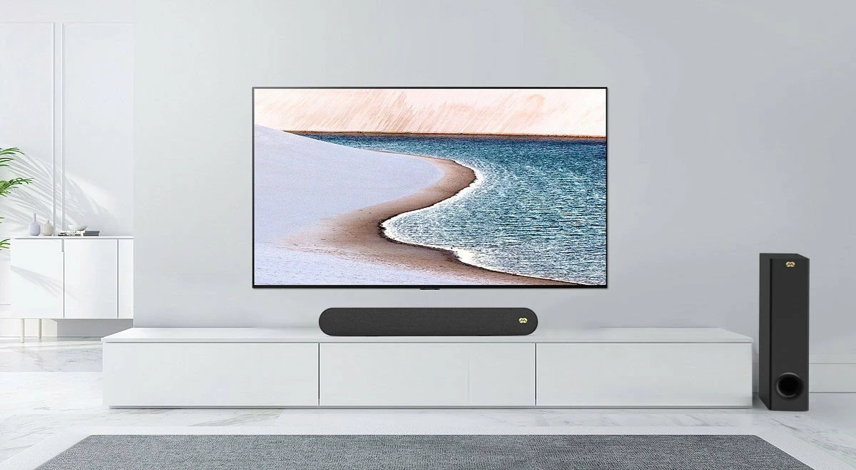 Soundbar Mozos Cinema 2.1 80W RMS/160W peak Bluetooth 5.0 HDMI ARC, e zezë, set me subwoofer + telekomandë