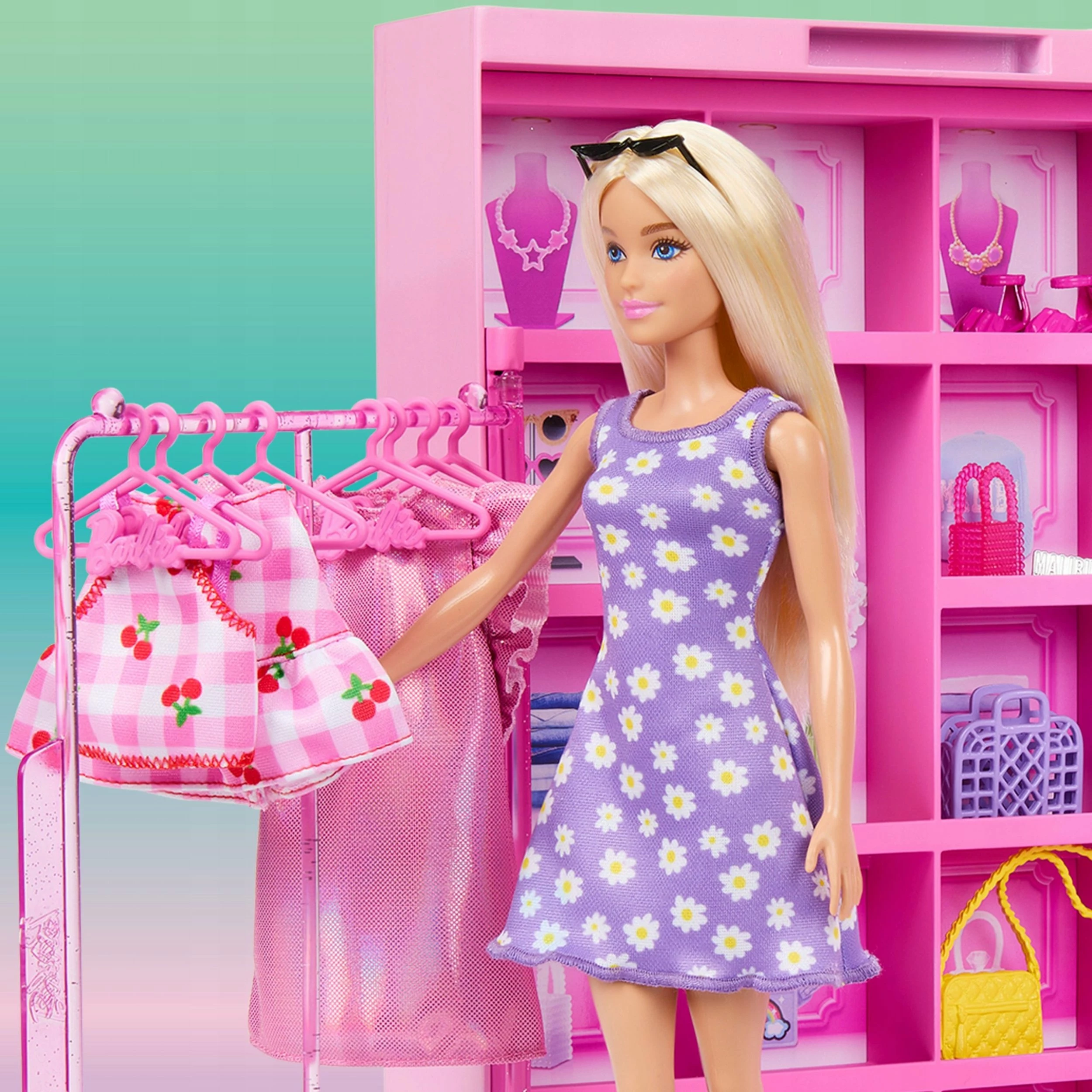 Garderobë për Barbie Mattel Dream Closet 3.0 HXD58, 90 cm, 25+ pjesë, rozë, set me kukull dhe aksesorë