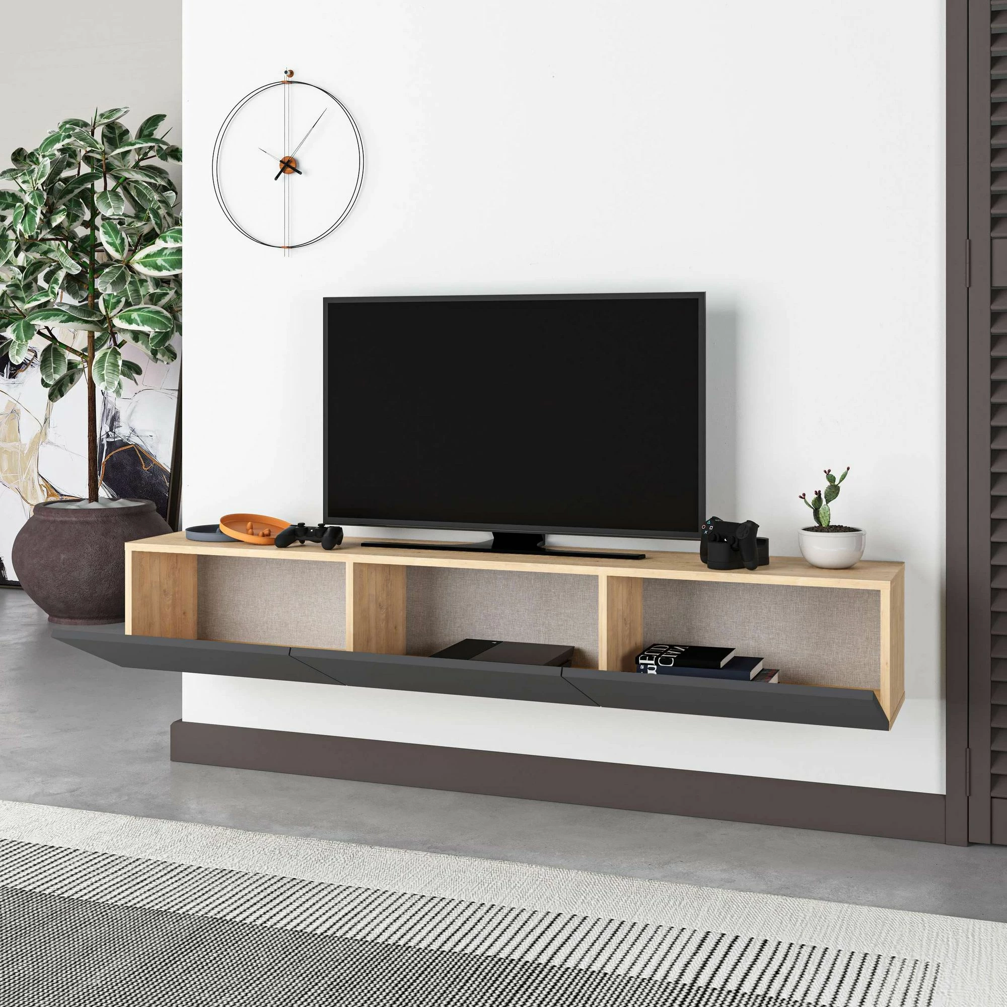 Komodë TV Skye Decor Francy 180, ngjyrë lis safir, antracit