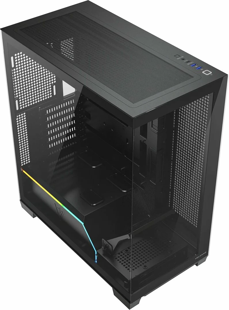 Kasë Modecom Volcano Stellar Plus AT-STELLAR-PLUS-NF-0000-10, ATX Midi Tower, ARGB, USB-C, pa furnizim, e zezë