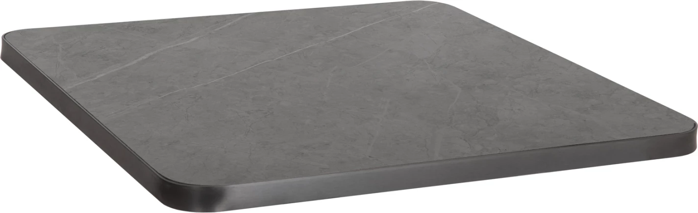 Sipërfaqe tavoline katrore prej guri të sinterizuar, kornizë hiri, FH6655.05, 80x80 cm