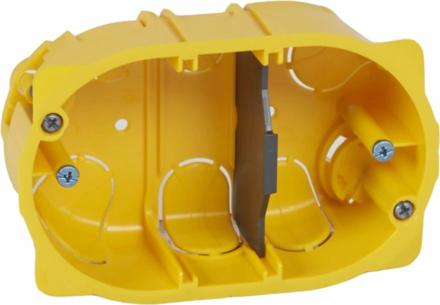 Kuti muri Legrand Batibox 080049 3 module thellësi 40mm për gips-karton, e verdhë