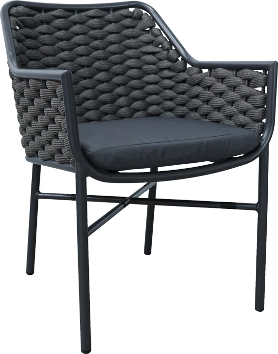 Karrige me krahë Ortegia, alumini, ngjyrë antracit, 57x62x82cm