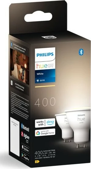 Dritë e mençur Philips Hue GU10, LED, Bluetooth/Zigbee, e bardhë