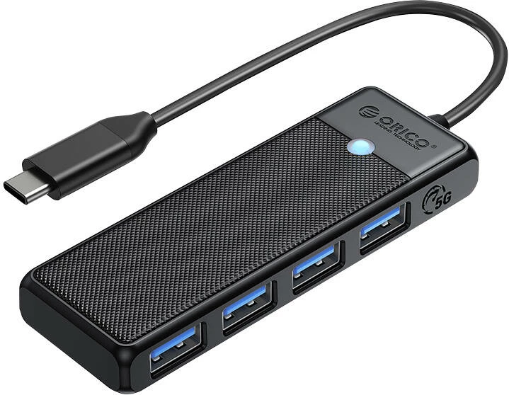 Kasë Orico PAPW4A-C3-015-BK-EP, 4 porte USB-A 3.0, USB-C, e zezë