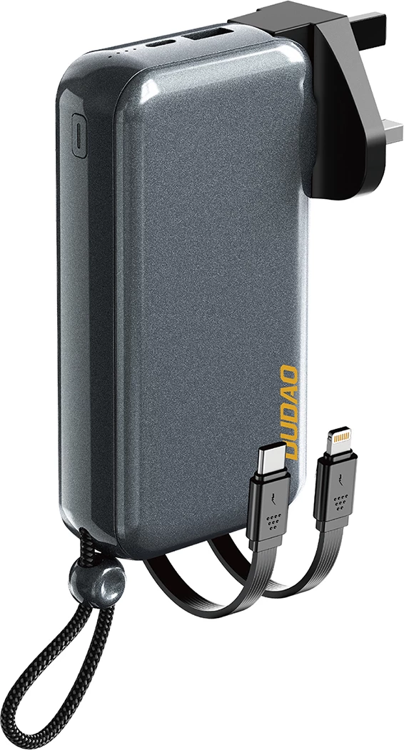 Powerbank dhe karikues Dudao K25 2-në-1, 10000mAh, 3 priza, Gri