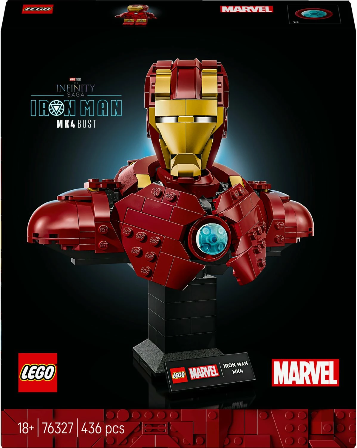 Set LEGO LEGO Marvel Bust of Iron Man MK4 76327, 436 pjesë, kuqe/ari