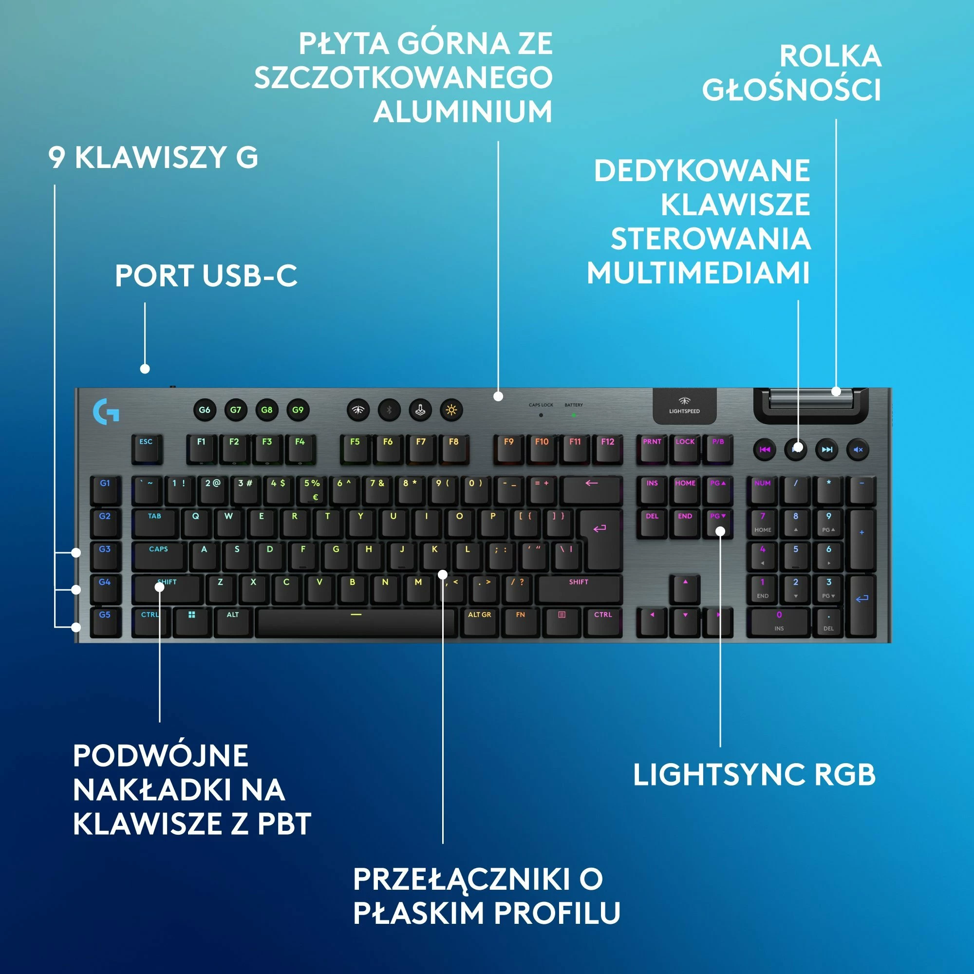 Tastierë gaming Logitech G915 X Lightspeed GL Tactile (920-012676) 100% US INTL RGB, e zezë