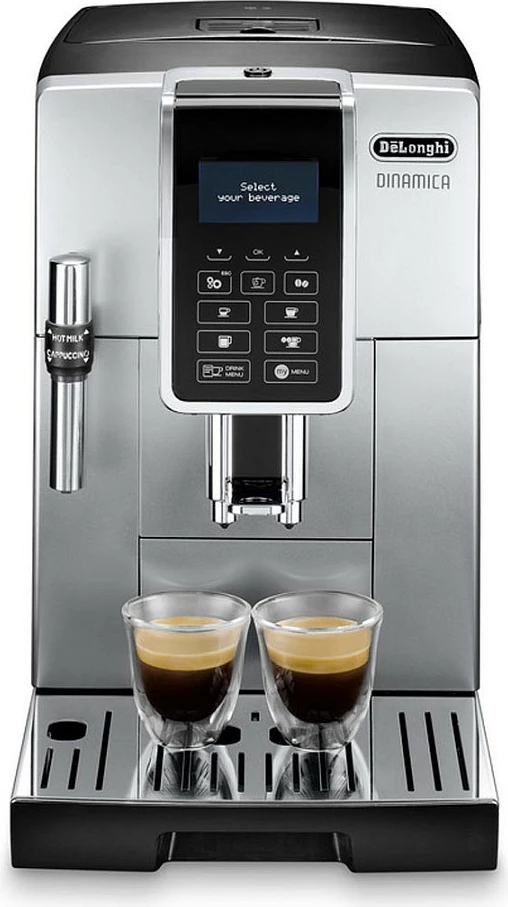 Makinë kafeje automatike DeLonghi Dinamica ECAM 350.35.SB, 15 bar, mulli i integruar, 1450 W, e zezë/argjend