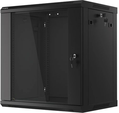 Kabinet rrjeti për mur Lanberg WF01-6412-10B, 12U, 600x450mm, xham, i zi