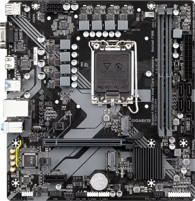 Pllakë amë GIGABYTE B760M H DDR4, mATX, LGA1700, DDR4 deri 128GB, 2x M.2, HDMI, USB 3.2 Gen1, SATA3, e zezë