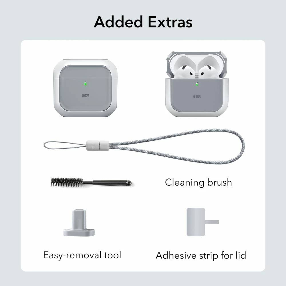 Mbështjellës ESR Orbit HaloLock për AirPods 4, MagSafe, Bardhë