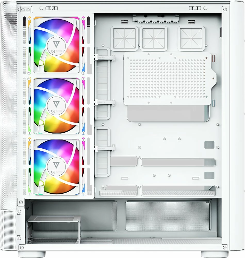 Kasë Modecom Volcano AQ400 ARGB MC-A-AQ400-4FA-W, Midi Tower ATX/mATX/ITX, LCD ekran, 4x120mm ARGB, e bardhë