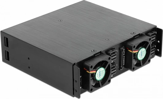 Rack mobil DeLOCK 5.25" për 4x 2.5" U.2 NVMe SSD, me kyç, alumin, i zi