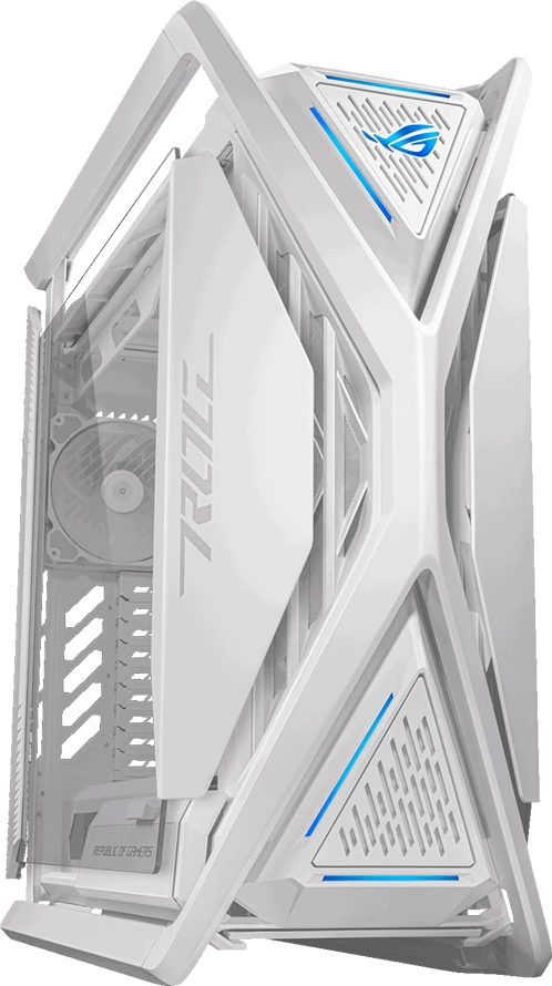 Kasë ASUS ROG Hyperion GR701 E-ATX, 4x140mm fanë, mbështetje radiator 2x420mm, ARGB hub, Aura Sync, 2x USB Type-C, karikim 60W, e bardhë