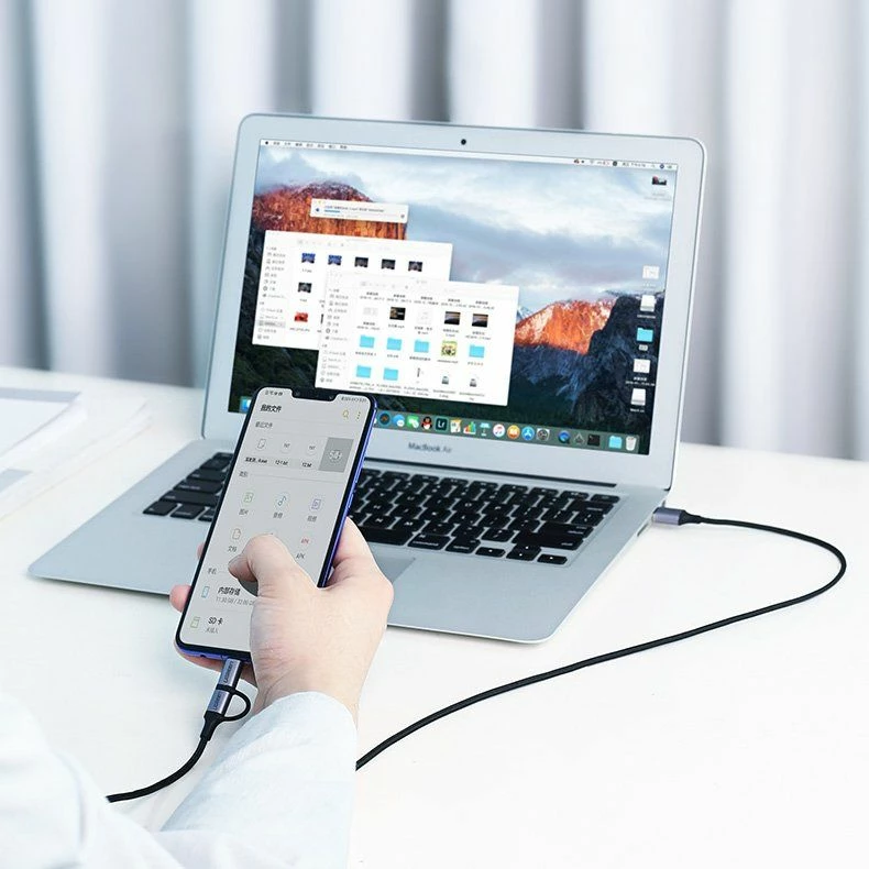 Kabllo USB Ugreen 30875 1 m, USB-A në microUSB + USB-C, 2.4A, e zezë