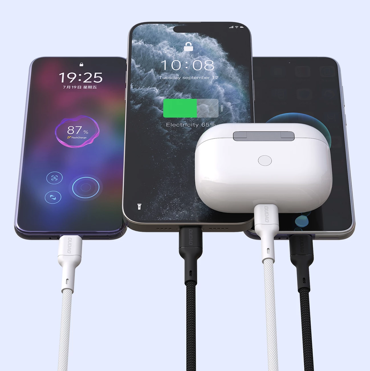 Kabllo Dudao L9X, USB-C në Lightning, 2m, 30W, e bardhë