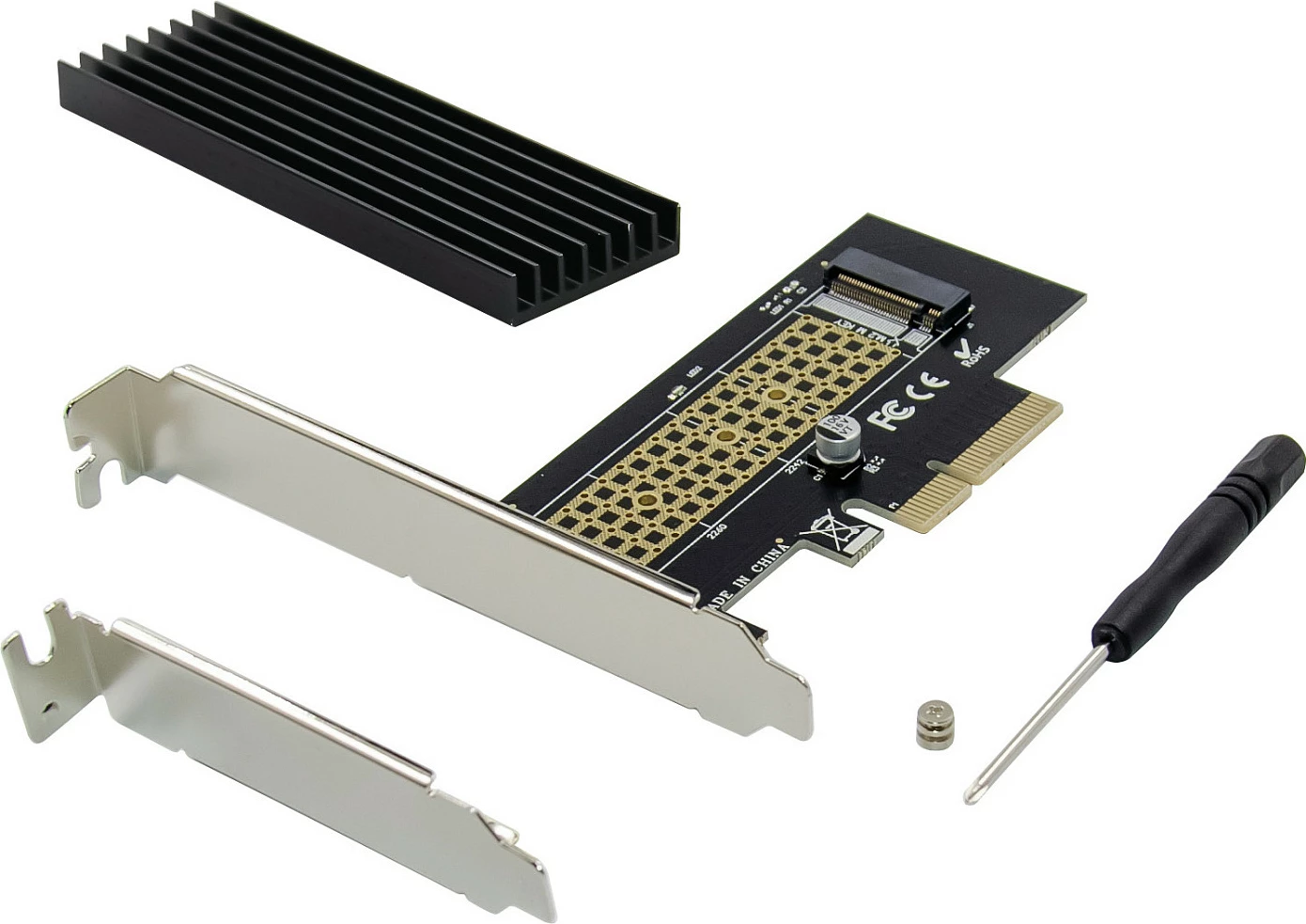 Kartë adapter PCIe Conceptronic M.2 NVMe x4 PCIe 3.0, me ftohës, e zezë