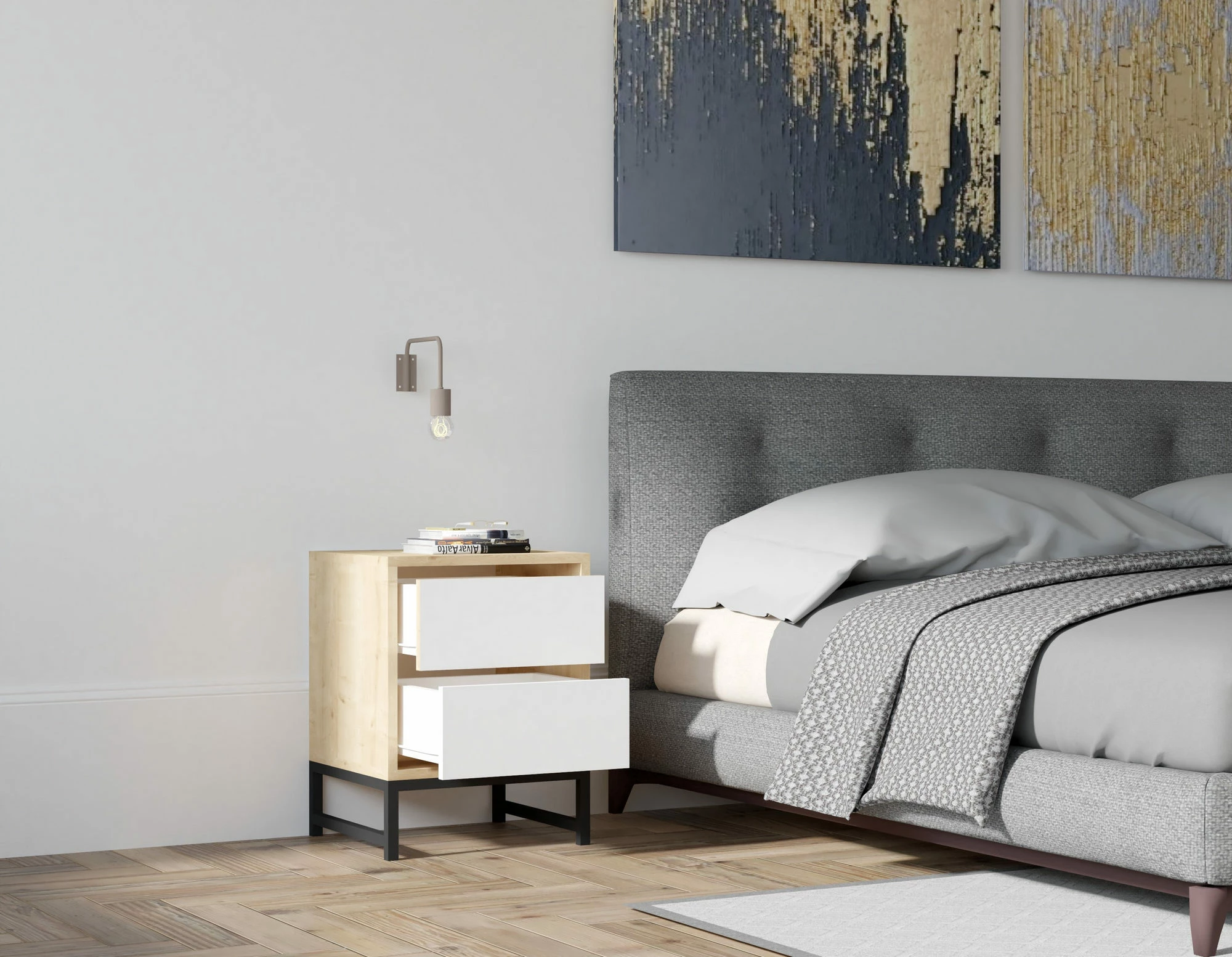 Komodinë Hanah Home, Cefalu, ngjyrë safir dhe e bardhë