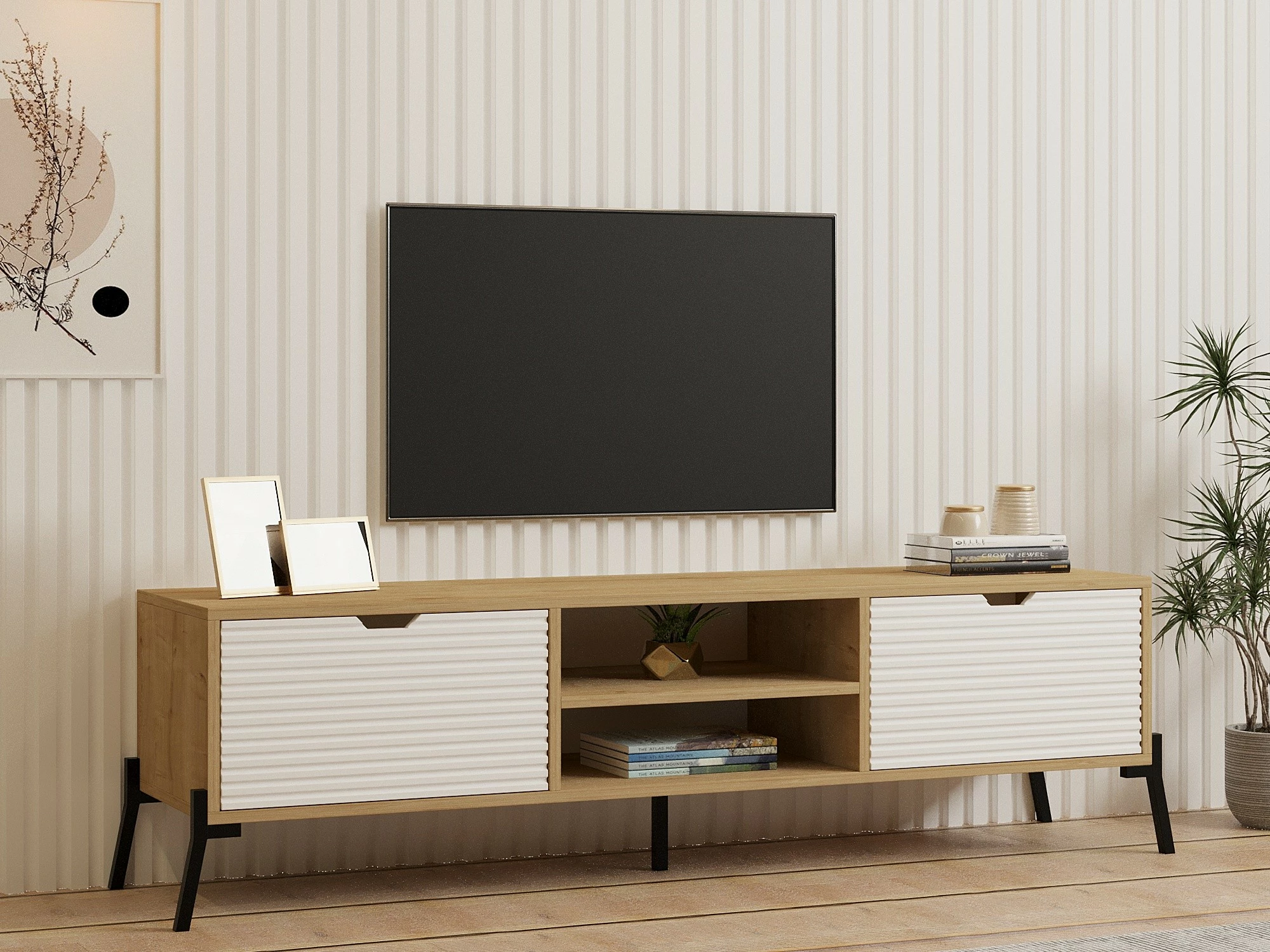 Komodë TV Hanah Home, ngjyrë lis safir, e bardhë