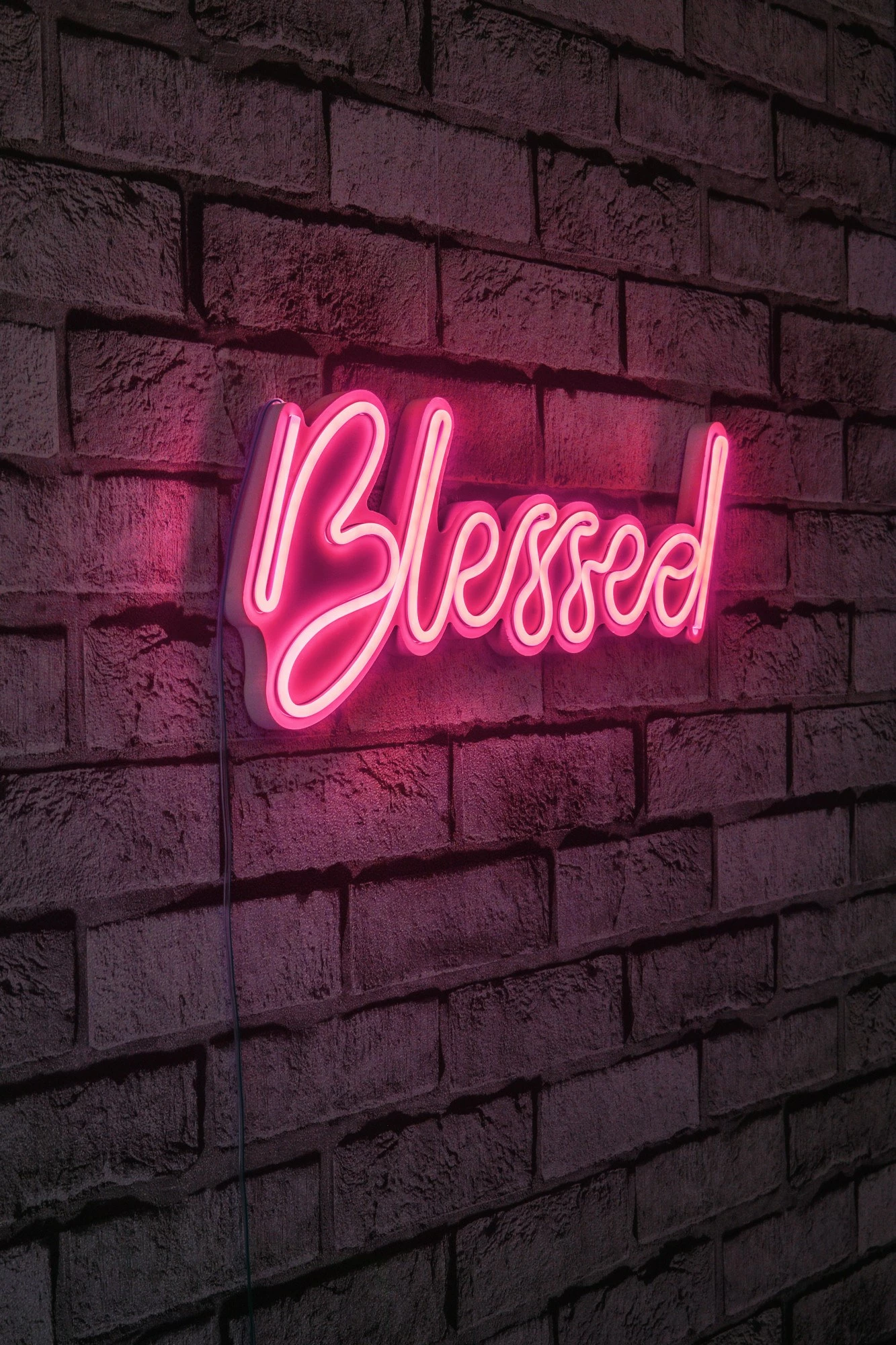 Dritë dekorative LED në mur, plastikë, 'Blessed', ngjyrë rozë