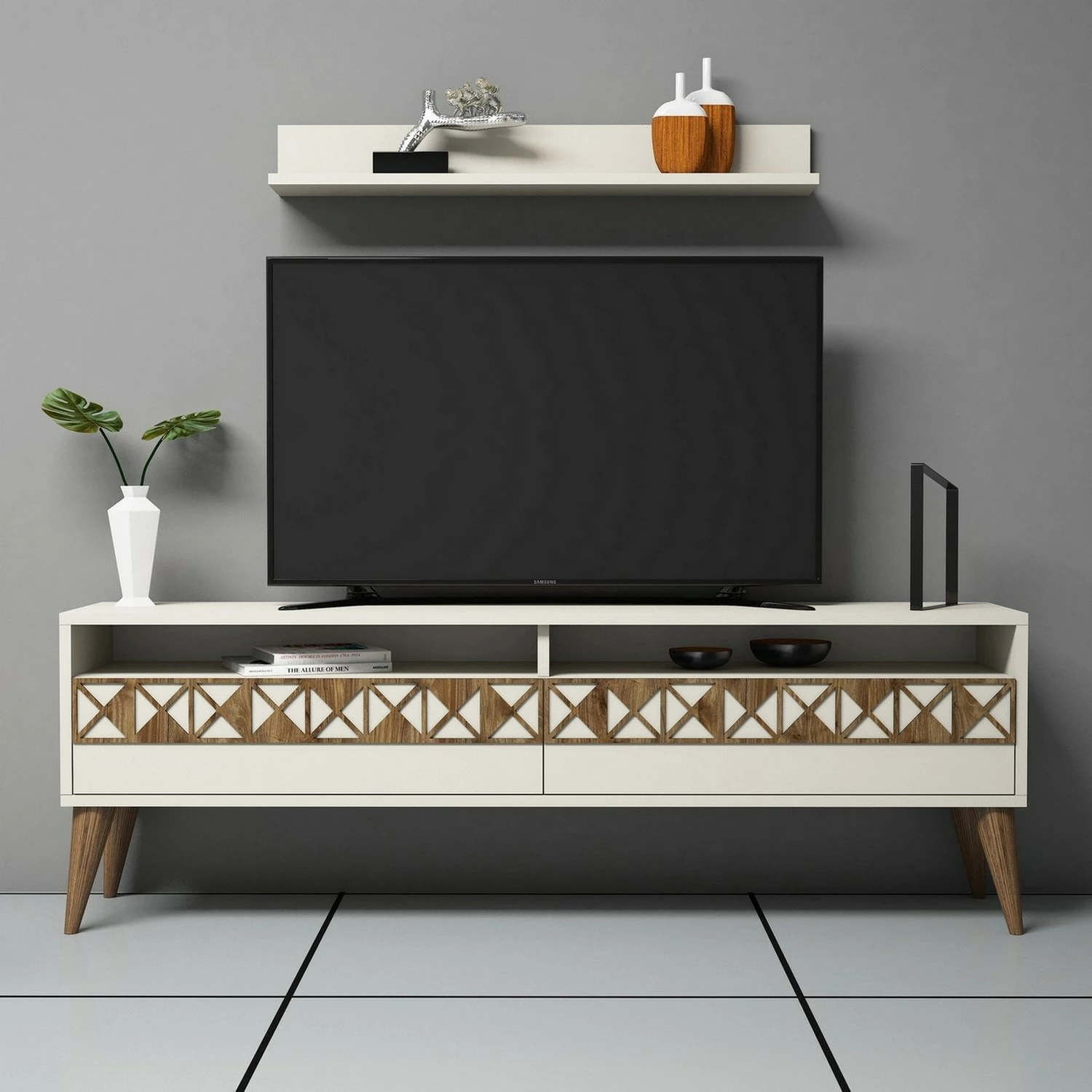 Komodë TV Skye Decor, Line, ngjyrë krem