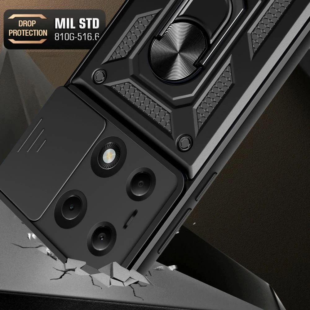 Mbështjellës Tech-Protect CamShield Pro për Xiaomi Redmi Note 13 Pro / Poco M6 Pro, me unazë dhe rrëshqitës për kamerë, i zi