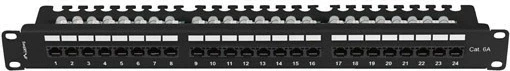 Patch panel LANBERG 24 porta 1U 19" kat.6A UTP, organizer kabllash, zi