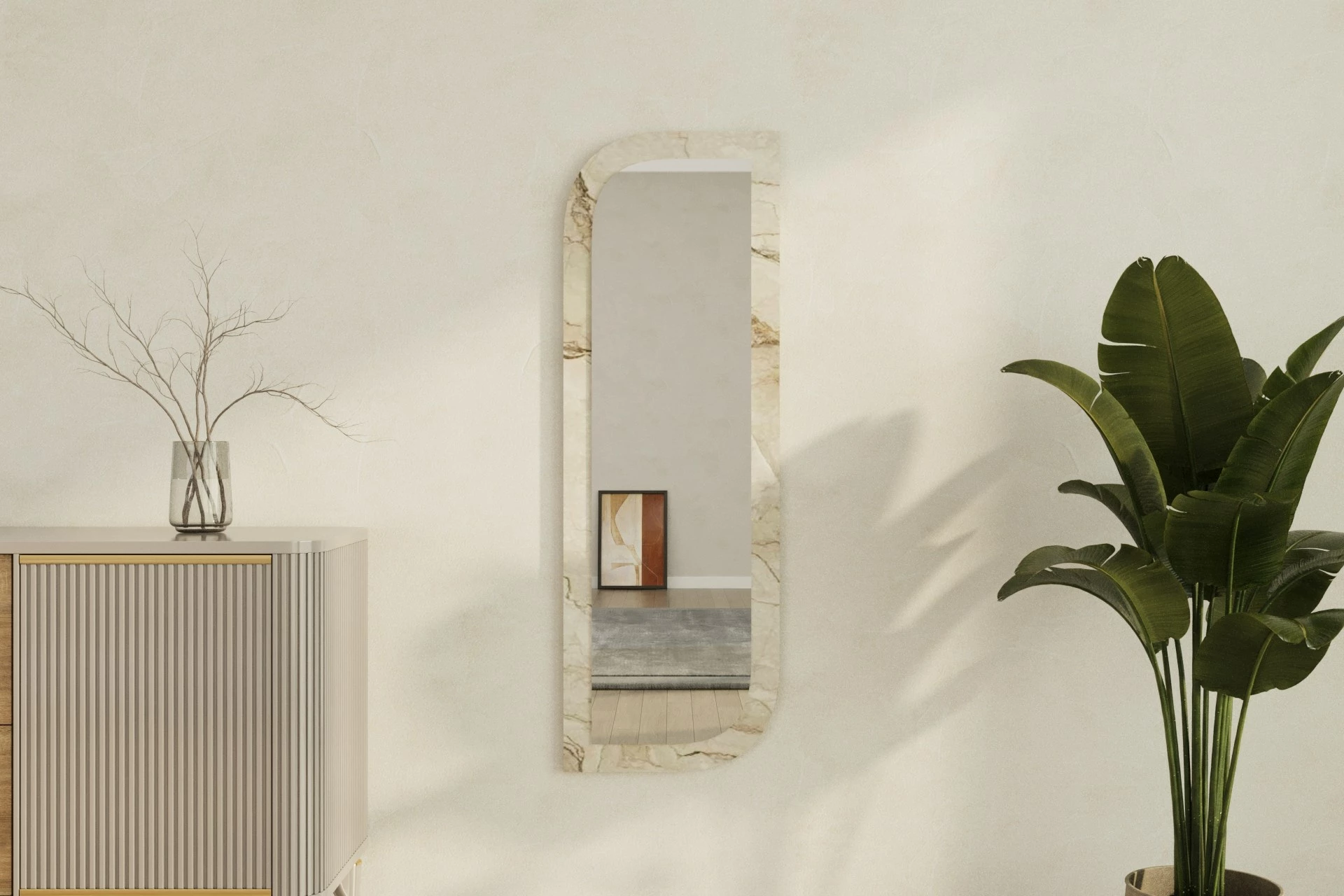 Pasqyrë Hanah Home, Arni, ngjyrë Ephesus dhe mermeri, 40x120cm