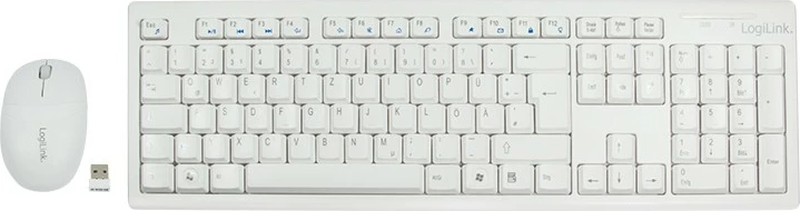 Set maus dhe tastierë wireless LogiLink, full-size, 2.4GHz, USB, bardhë