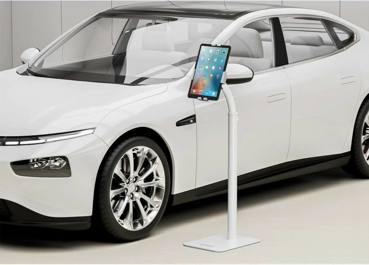 Mbajtëse dyshemeje për tabletë Techly 406345, për 7.9-11", e bardhë, me kyç sigurie