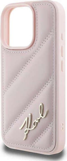 Mbështjellës Karl Lagerfeld Quilted Signature për iPhone 16 Pro Max, Rozë