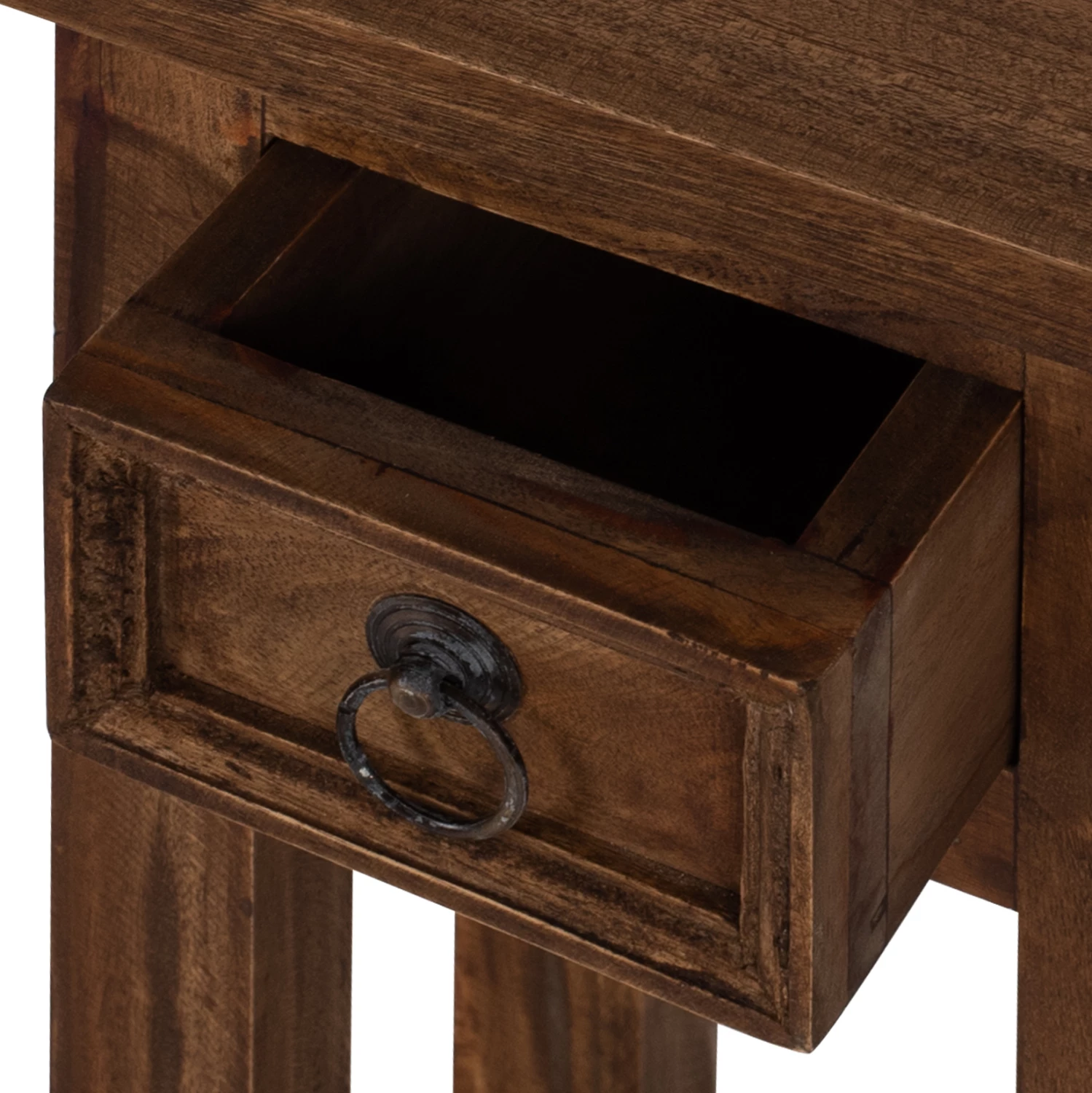 Tavolinë anësore prej druri mahogany me sirtar, ngjyrë natyrale, 25x25x66,5H cm, FH9484.01